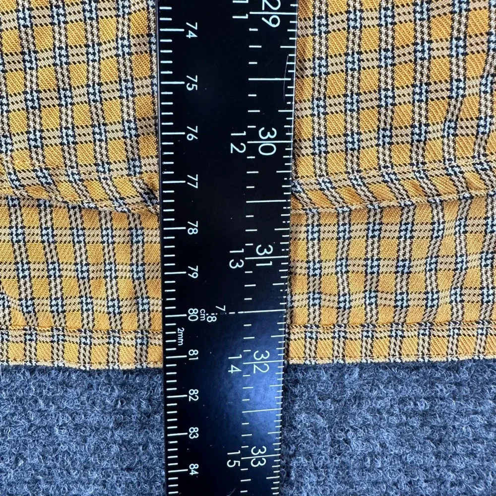 The North Face Button Down Mens L Large Yellow Plaid Hiking Long Sleeve Shirt